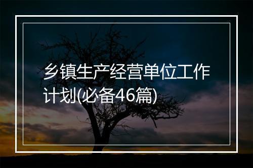 乡镇生产经营单位工作计划(必备46篇)
