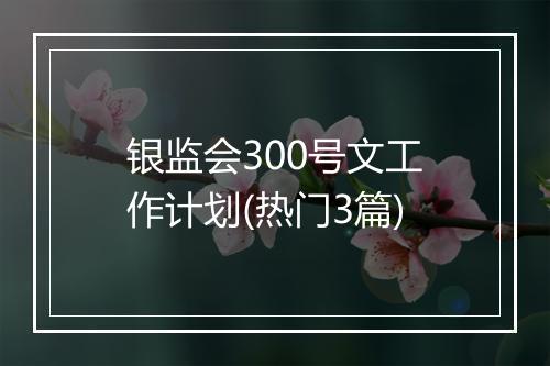 银监会300号文工作计划(热门3篇)
