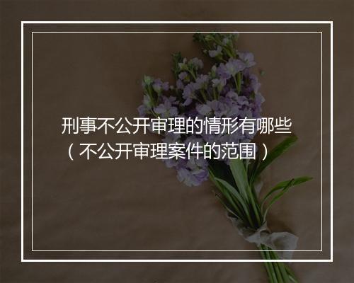 刑事不公开审理的情形有哪些（不公开审理案件的范围）