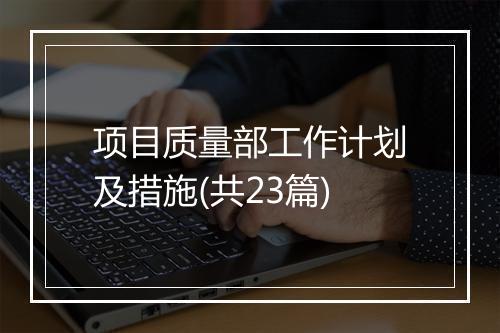 项目质量部工作计划及措施(共23篇)