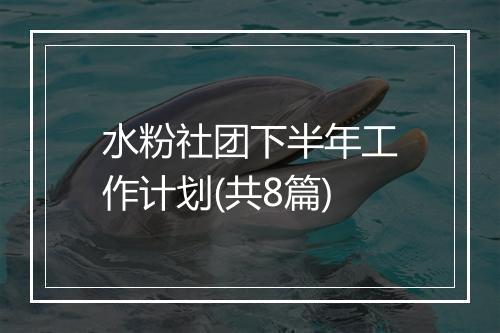 水粉社团下半年工作计划(共8篇)