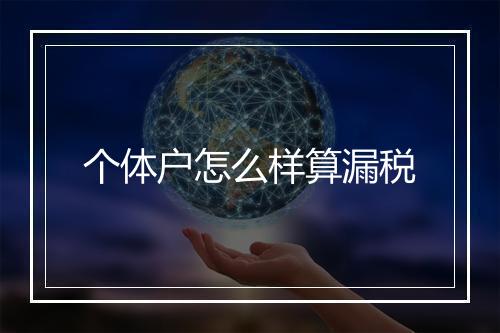 个体户怎么样算漏税