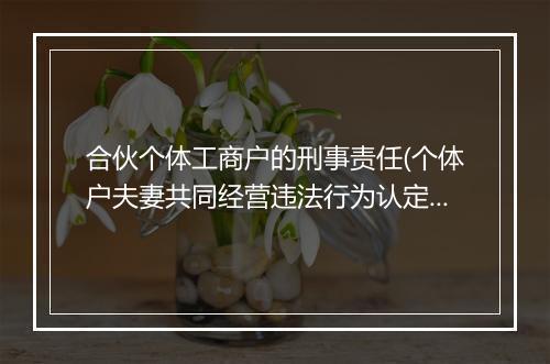 合伙个体工商户的刑事责任(个体户夫妻共同经营违法行为认定)
