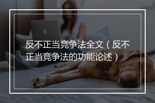 反不正当竞争法全文（反不正当竞争法的功能论述）
