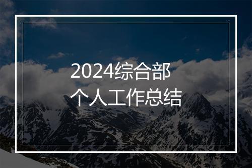 2024综合部个人工作总结