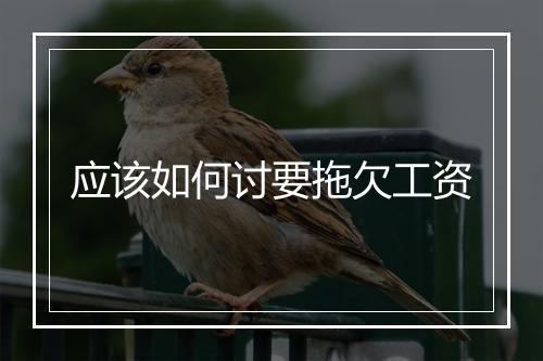应该如何讨要拖欠工资