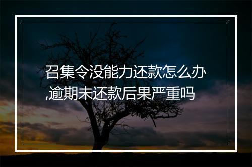 召集令没能力还款怎么办,逾期未还款后果严重吗