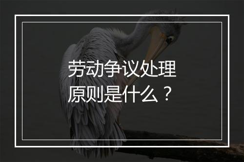劳动争议处理原则是什么？