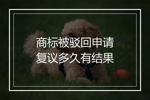 商标被驳回申请复议多久有结果