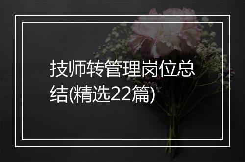 技师转管理岗位总结(精选22篇)
