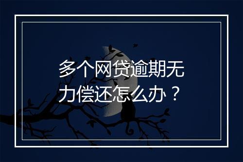 多个网贷逾期无力偿还怎么办？