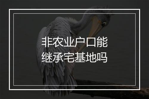 非农业户口能继承宅基地吗