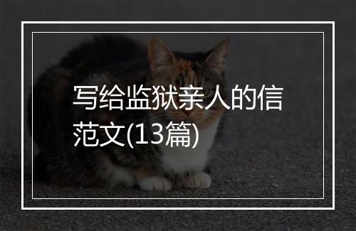 写给监狱亲人的信范文(13篇)