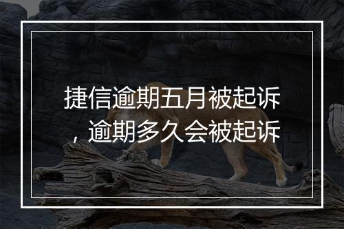 捷信逾期五月被起诉，逾期多久会被起诉