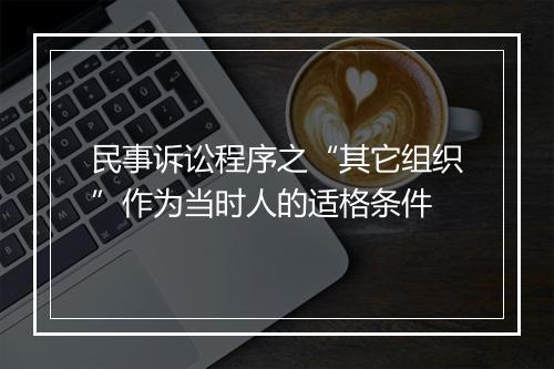 民事诉讼程序之“其它组织”作为当时人的适格条件