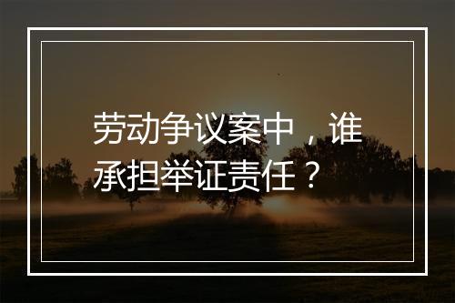 劳动争议案中，谁承担举证责任？
