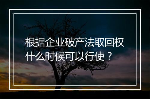 根据企业破产法取回权什么时候可以行使？