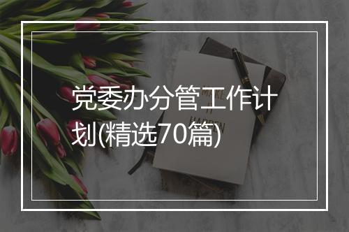 党委办分管工作计划(精选70篇)