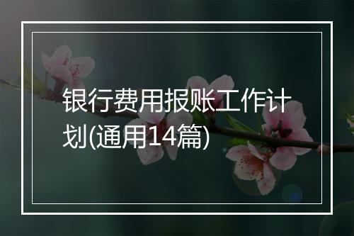 银行费用报账工作计划(通用14篇)