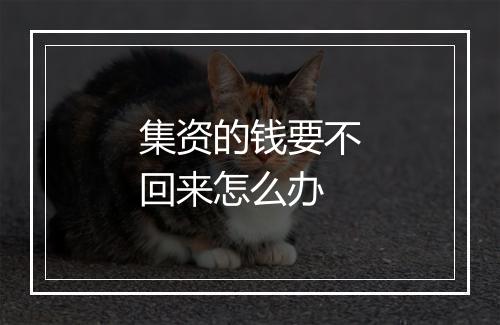 集资的钱要不回来怎么办