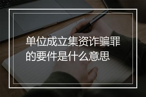 单位成立集资诈骗罪的要件是什么意思