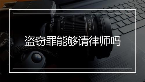 盗窃罪能够请律师吗