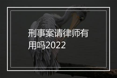 刑事案请律师有用吗2022