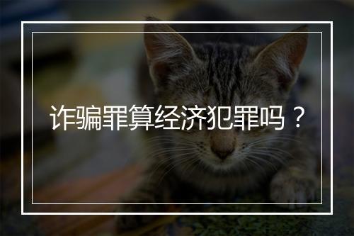 诈骗罪算经济犯罪吗？