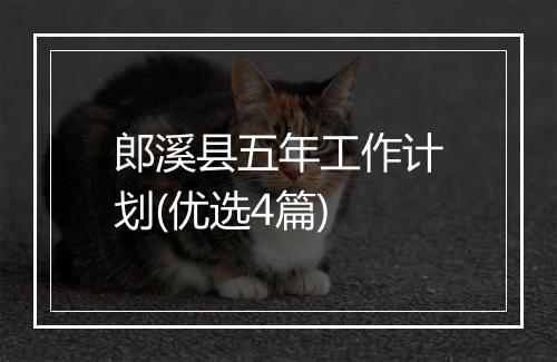 郎溪县五年工作计划(优选4篇)