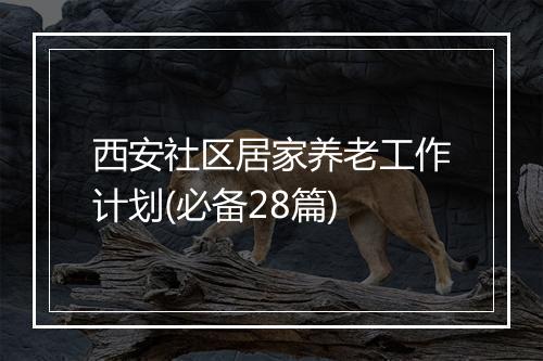 西安社区居家养老工作计划(必备28篇)