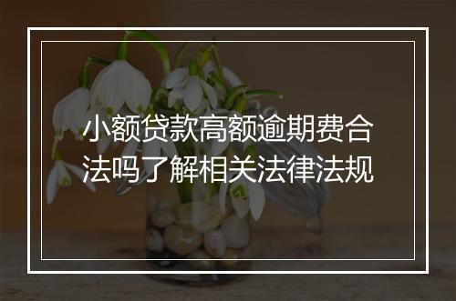 小额贷款高额逾期费合法吗了解相关法律法规