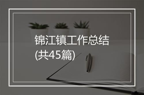 锦江镇工作总结(共45篇)
