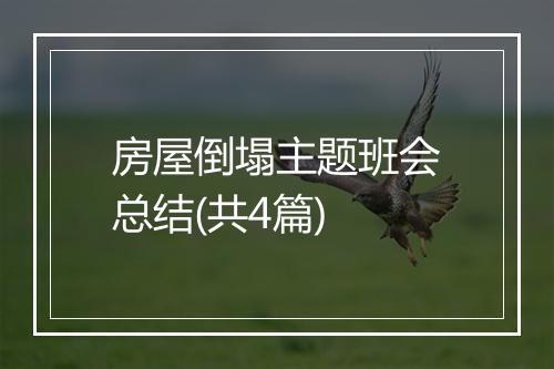 房屋倒塌主题班会总结(共4篇)