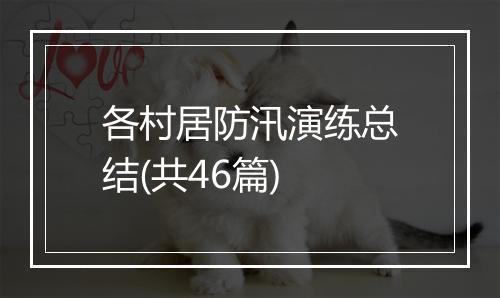 各村居防汛演练总结(共46篇)