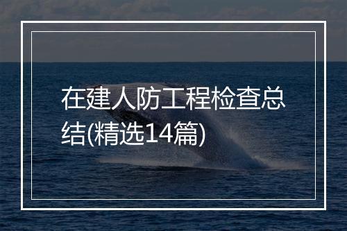 在建人防工程检查总结(精选14篇)