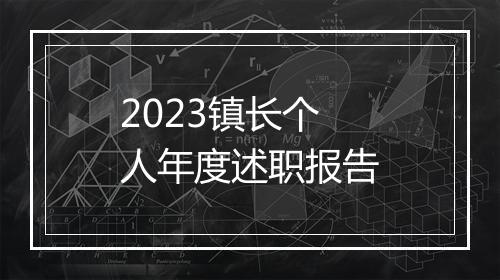 2023镇长个人年度述职报告