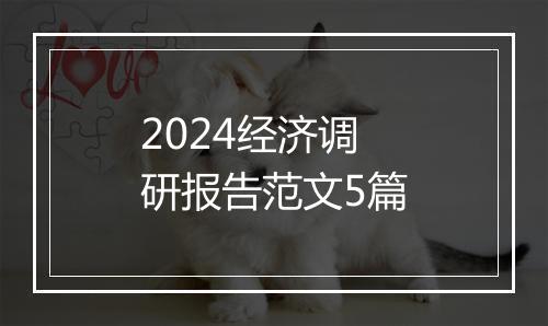 2024经济调研报告范文5篇