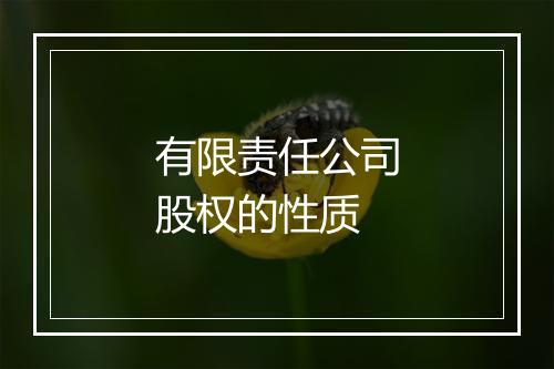 有限责任公司股权的性质