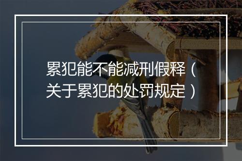 累犯能不能减刑假释（关于累犯的处罚规定）