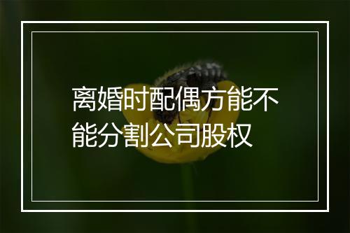离婚时配偶方能不能分割公司股权