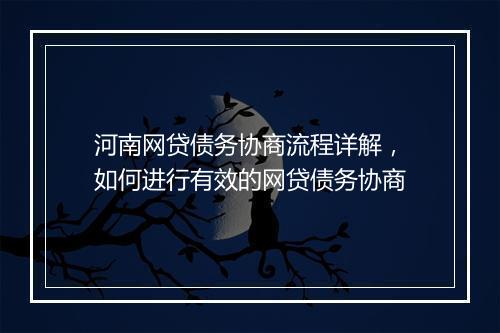 河南网贷债务协商流程详解，如何进行有效的网贷债务协商