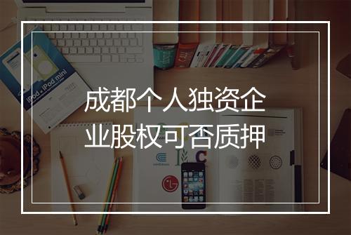 成都个人独资企业股权可否质押