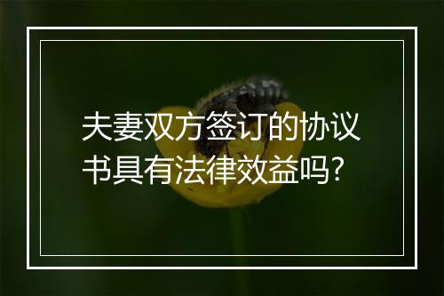 夫妻双方签订的协议书具有法律效益吗?
