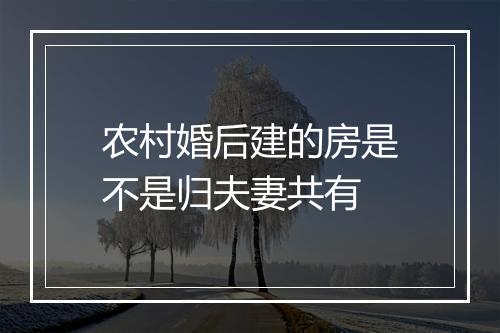 农村婚后建的房是不是归夫妻共有