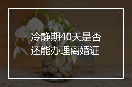 冷静期40天是否还能办理离婚证