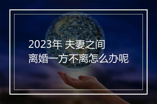 2023年 夫妻之间离婚一方不离怎么办呢
