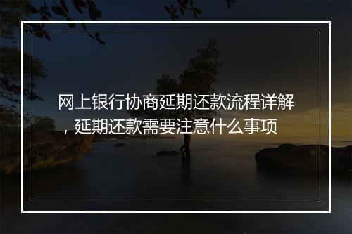 网上银行协商延期还款流程详解，延期还款需要注意什么事项