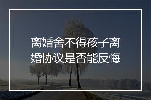 离婚舍不得孩子离婚协议是否能反悔