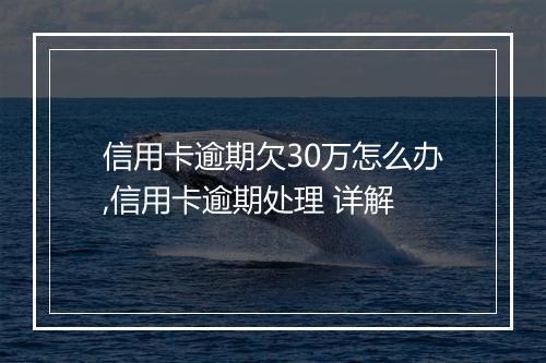 信用卡逾期欠30万怎么办,信用卡逾期处理 详解