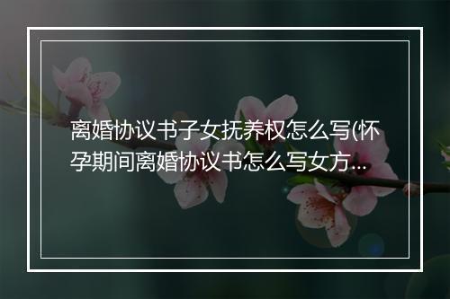离婚协议书子女抚养权怎么写(怀孕期间离婚协议书怎么写女方)